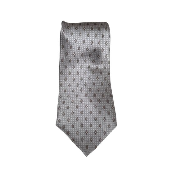 Mario Masotti Mens Silk Necktie Grey Geometric Hand Made Office Gift Fathers Day - Picture 11 of 13